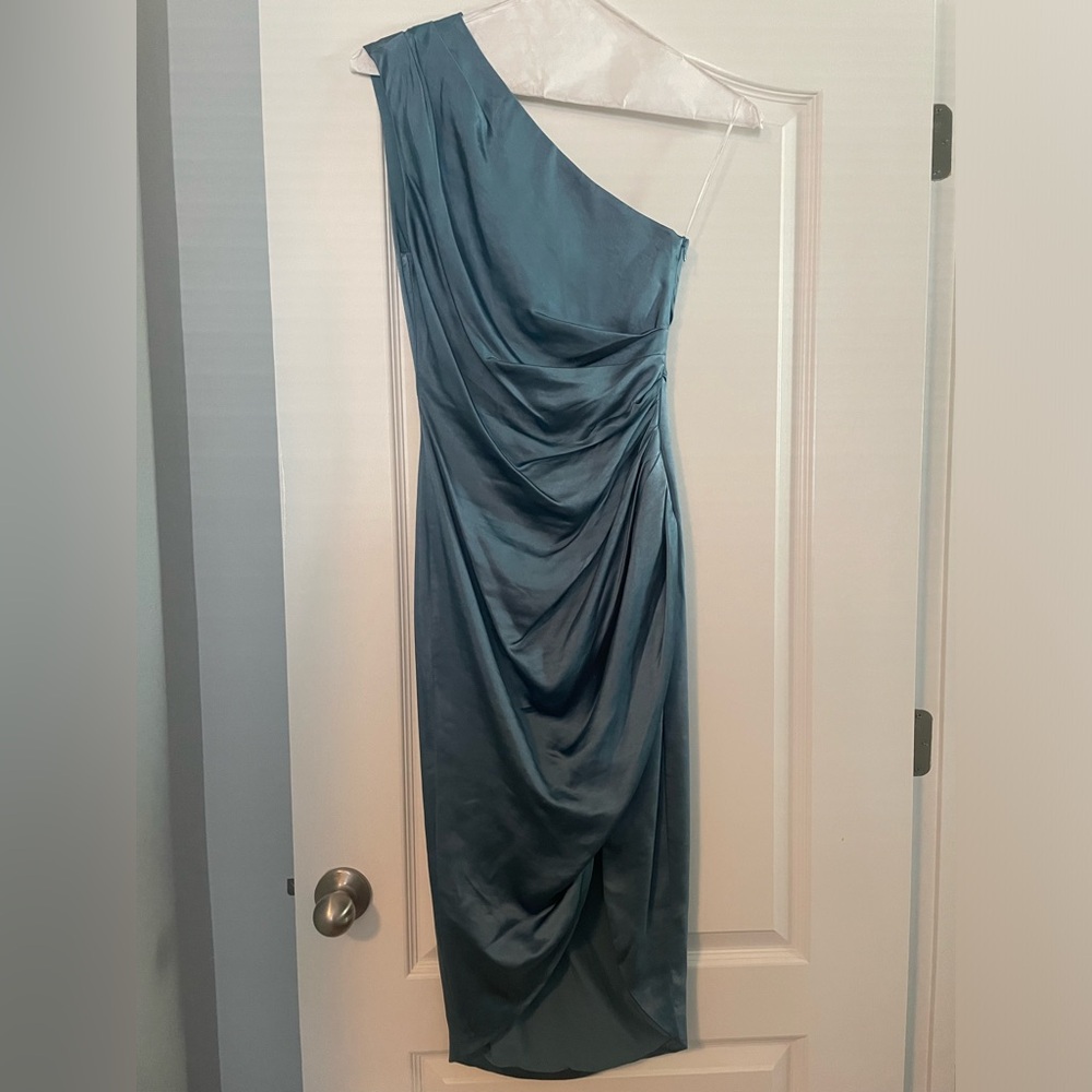 Teal One Shoulder Formal Dress